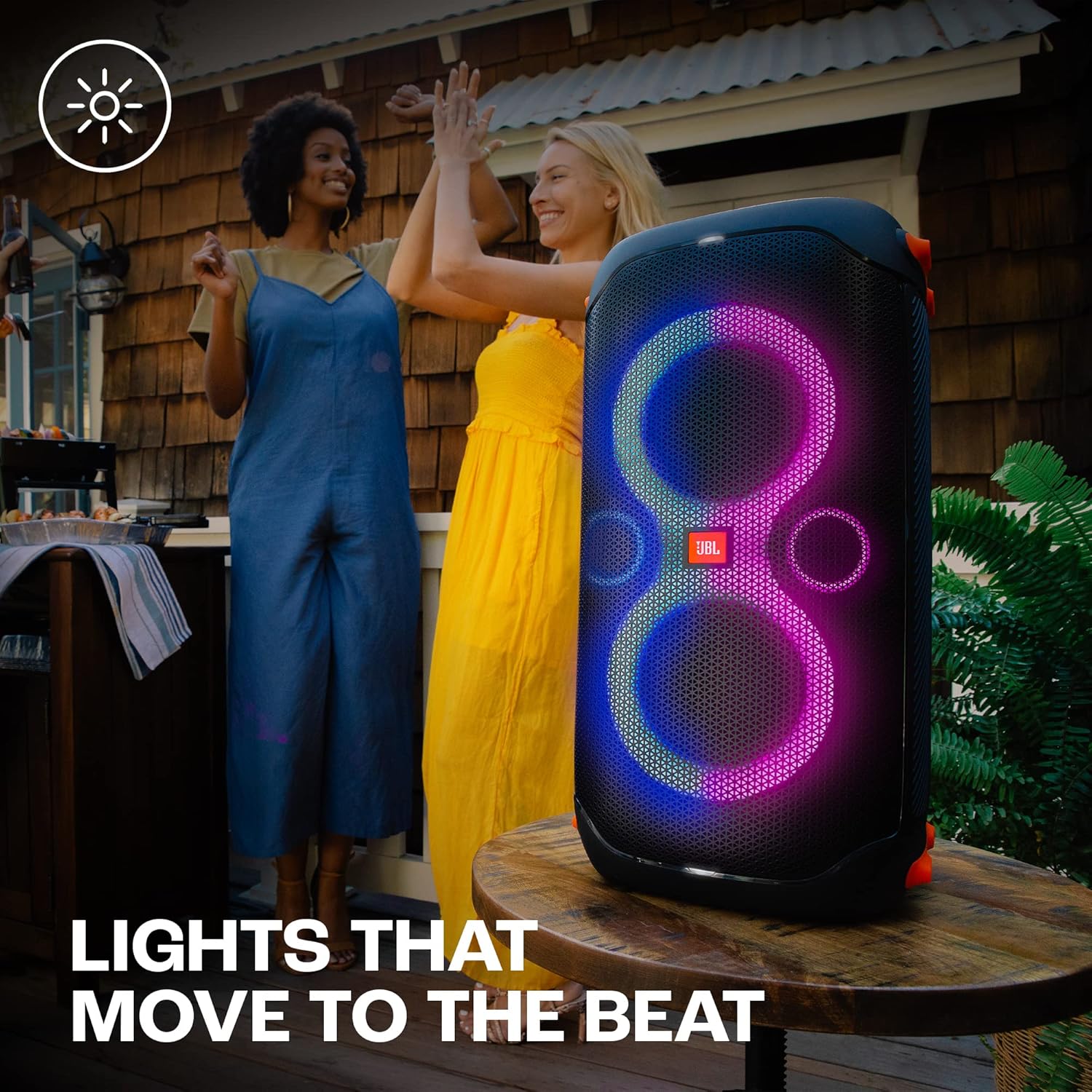 JBL Partybox 110, Wireless Bluetooth Party Speaker, 160W Monstrous Pro Sound, Dynamic Light Show, Upto 12Hrs Playtime, Built-in Powerbank, Guitar & Mic Input, PartyBox App, Splashproof (Black) - View 5