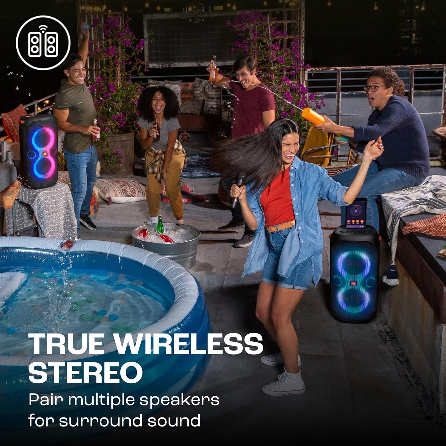 JBL Partybox 110, Wireless Bluetooth Party Speaker, 160W Monstrous Pro Sound, Dynamic Light Show, Upto 12Hrs Playtime, Built-in Powerbank, Guitar & Mic Input, PartyBox App, Splashproof (Black) - View 3