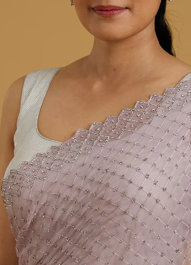 Dazzling Purple Georgette Saree - View 2