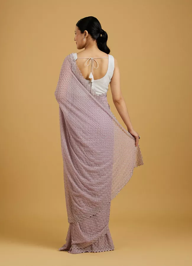 Dazzling Purple Georgette Saree - View 4