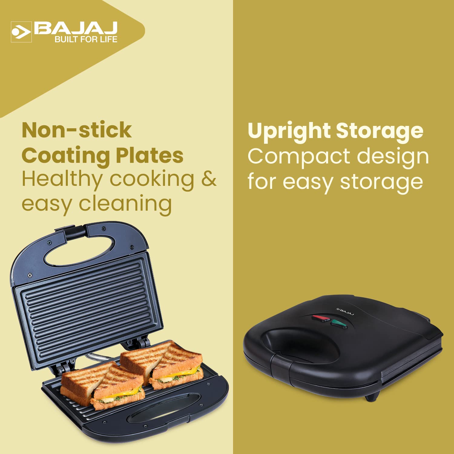 Bajaj SWX 4 Deluxe 800-Watt 2-Slice Grill Sandwich Maker - View 3