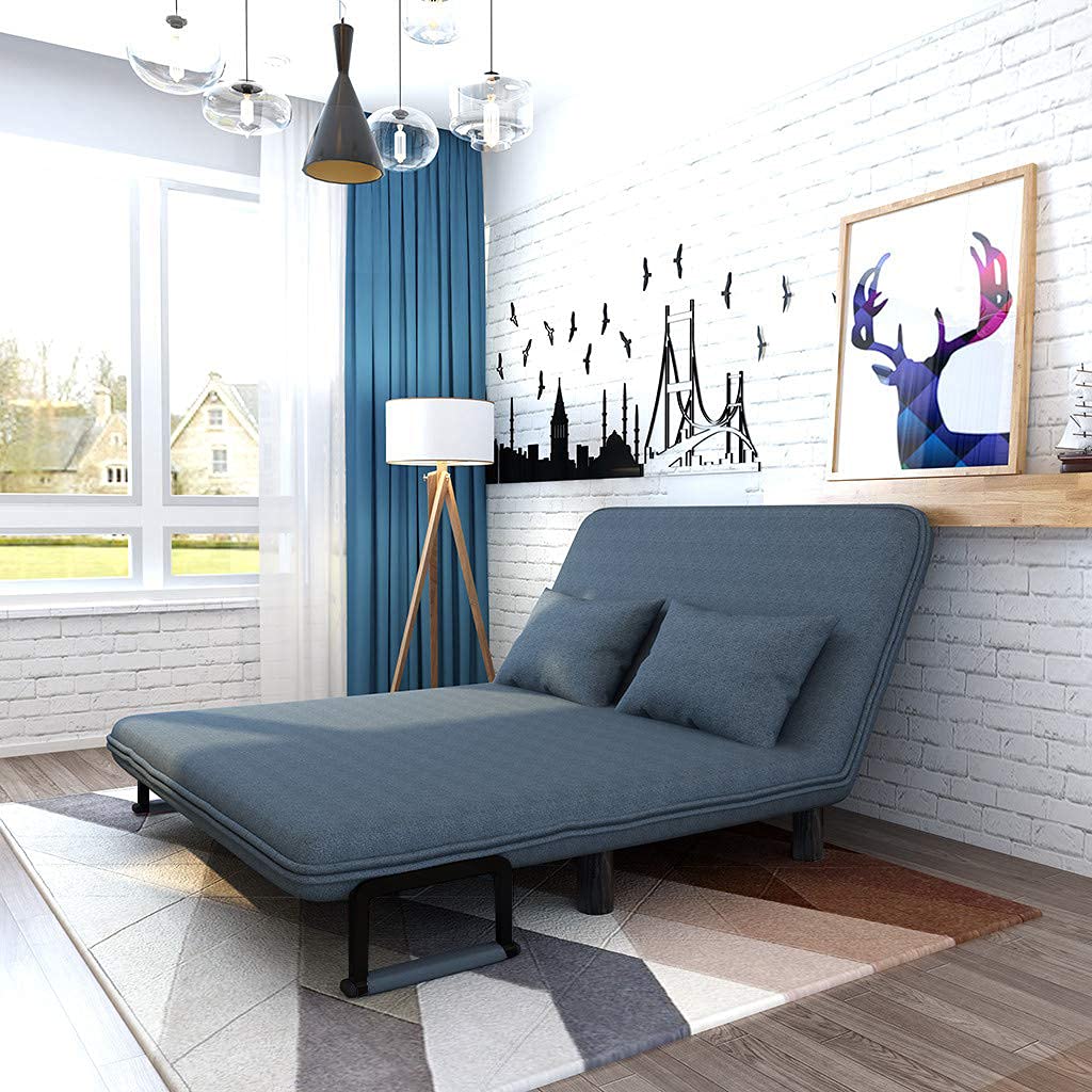 Royal Interiors 3 Seater Foldable Sofa with Cushion and Armrests | Compact Sleeper Couch for Small Spaces | Sleeper Sofa for Living Room, Bedroom | Convertible Tri-Fold Sofa Cum Bed (Blue) - View 4