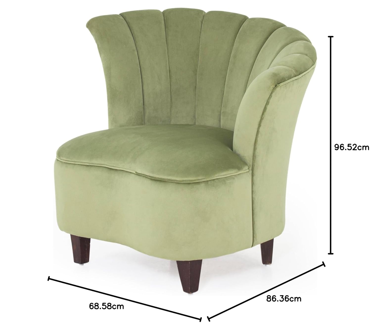 Peachtree Butterfly 1 Seater Chair for Living Room, Mango Wooden Frame & Sheesham Wood Leg | Velvet Fabric Chair for Dining Room | Single Seater Chair | No Armstyle |1 Year Warrranty (Set of 2, Green) - View 3