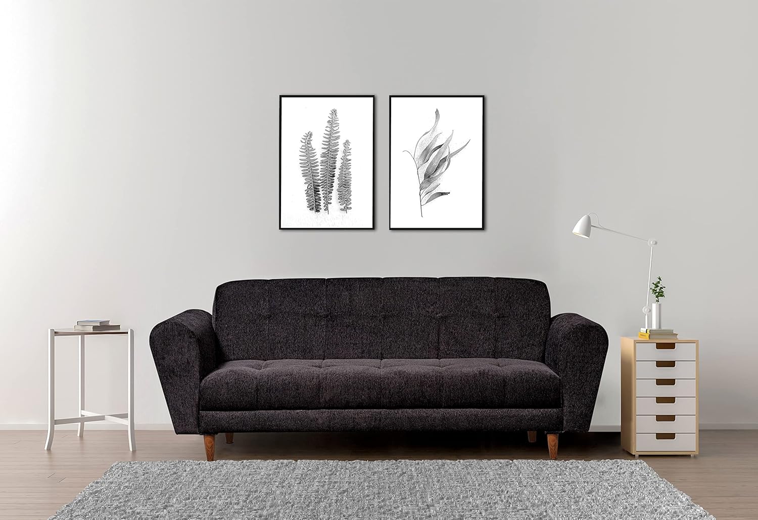 Seventh Heaven Milan 3 Seater Sofa | Luxury Comfort &amp; Extra Spacious | Sofa | Sofa Set | Wooden Sofa Set for Living Room | Sofa for Living Room &amp; Office (Chenille Molfino - Black) - View 5